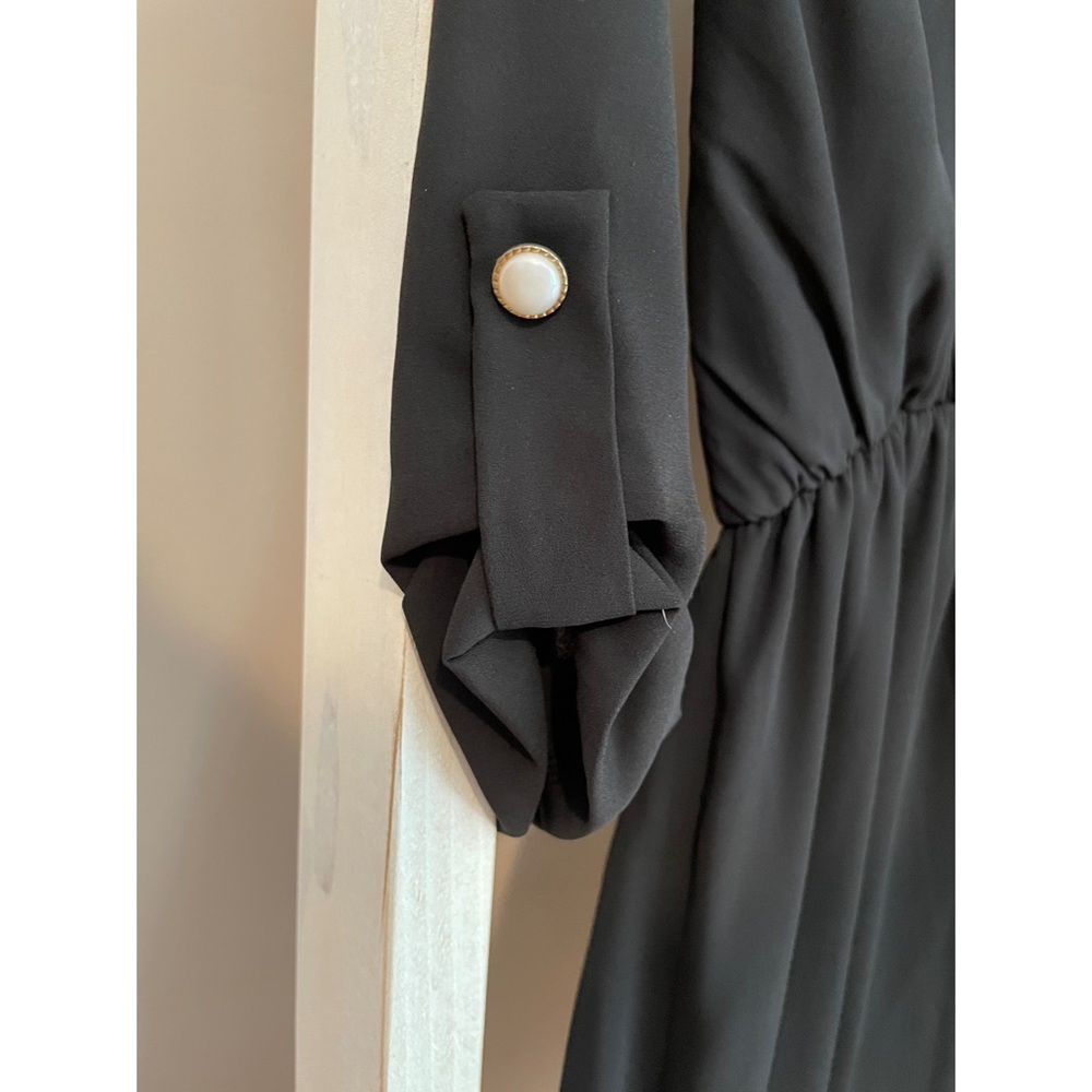 Everly black chiffon wrap dress - Picture 2 of 4